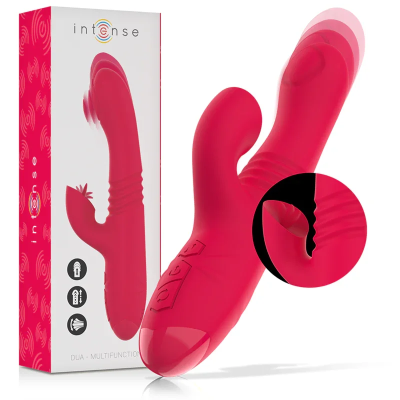 INTENSE - DUA VIBRADOR MULTIFUNCIÓN RECARGABLE UP & DOWN CON LENGUA ROJO - Nuvica