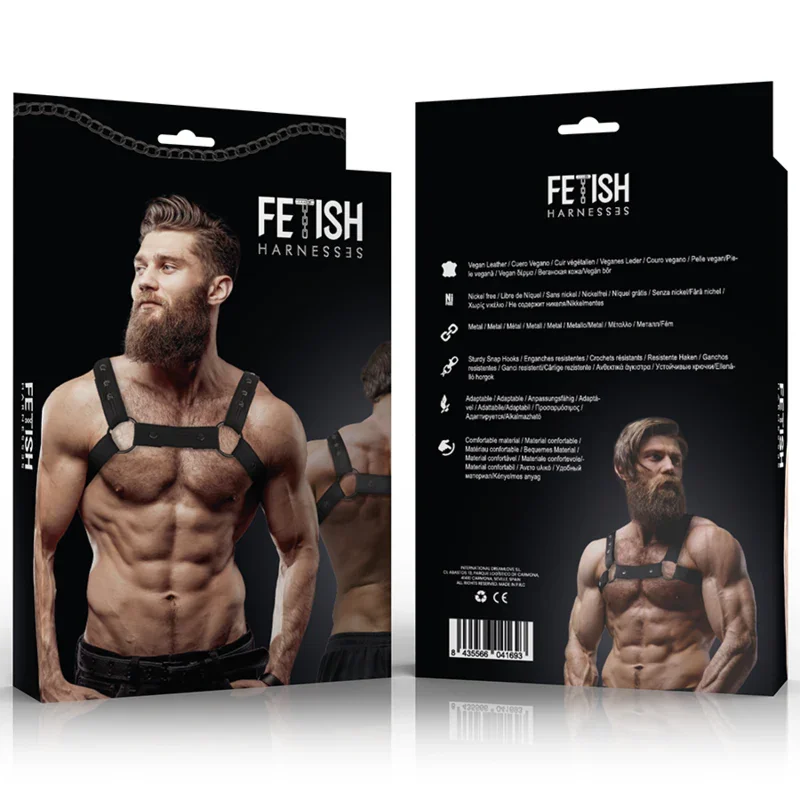 FETISH SUBMISSIVE ATTITUDE - ARNÉS DEPORTIVO AJUSTABLE NEOPRENO PECHO HOMBRE - Nuvica