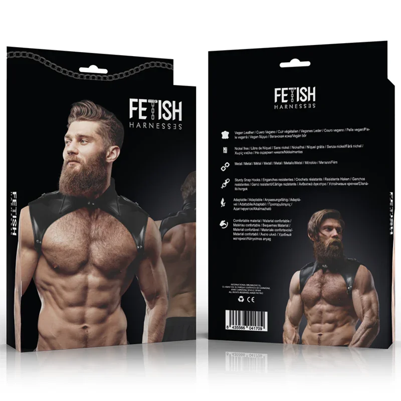 FETISH SUBMISSIVE ATTITUDE - ARNÉS BRIGADE AJUSTABLE ECOPIEL CUELLO HOMBRE - Nuvica