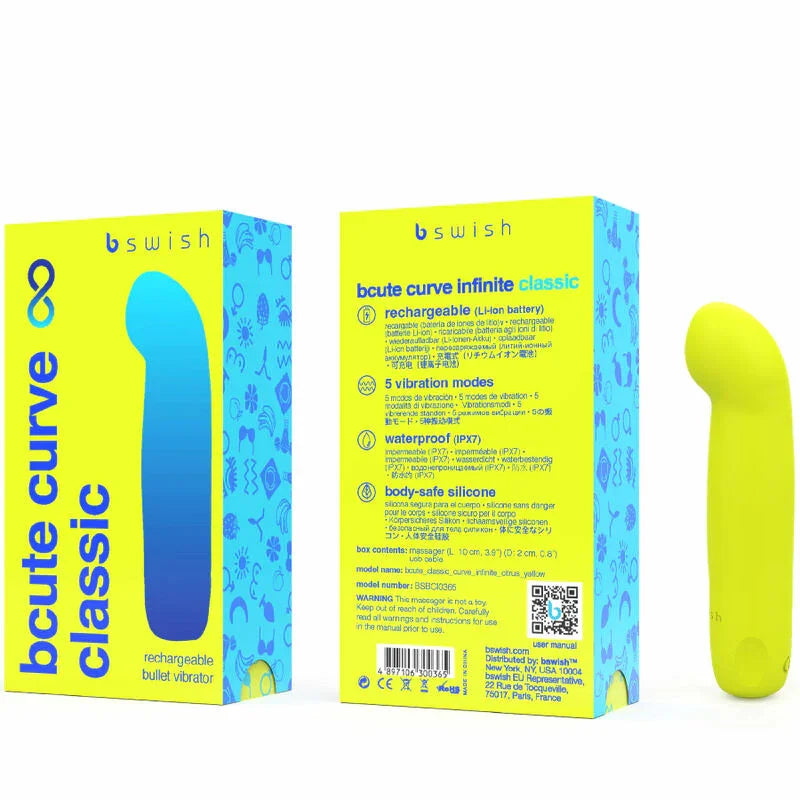 B SWISH - BCUTE CURVE INFINITE CLASSIC VIBRADOR RECARGABLE SILICONA AMARILLO - Nuvica