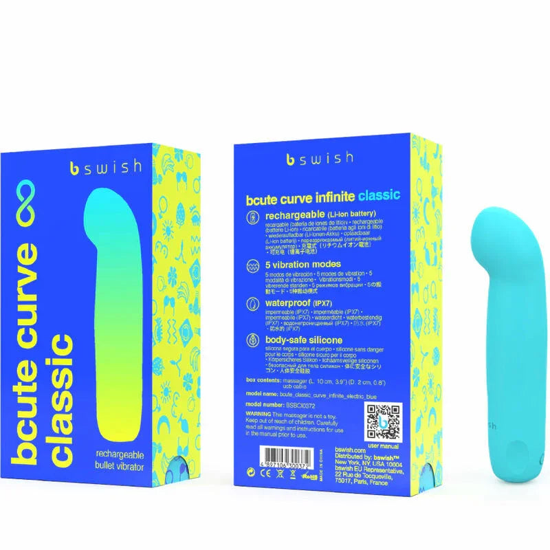 B SWISH - BCUTE CURVE INFINITE CLASSIC VIBRADOR RECARGABLE SILICONA AZUL - Nuvica