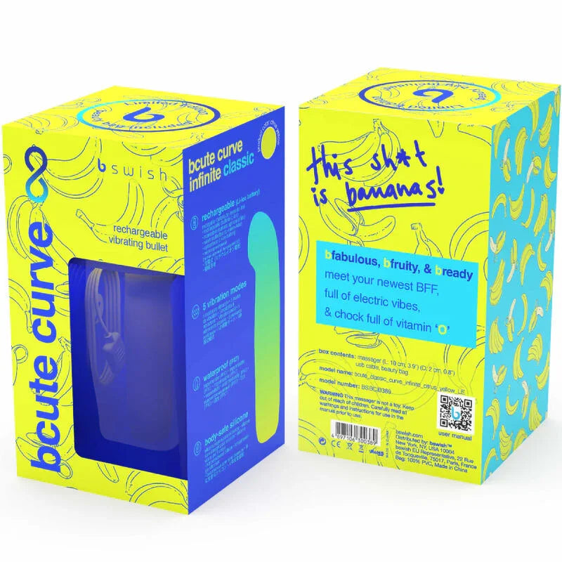 B SWISH - BCUTE CURVE INFINITE CLASSIC EDICION LIMITADA VIBRADOR RECARGABLE SILICONA AMARILLO - Nuvica