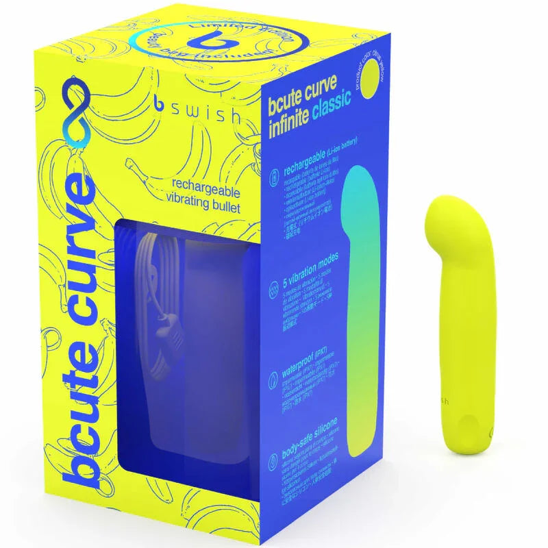 B SWISH - BCUTE CURVE INFINITE CLASSIC EDICION LIMITADA VIBRADOR RECARGABLE SILICONA AMARILLO - Nuvica