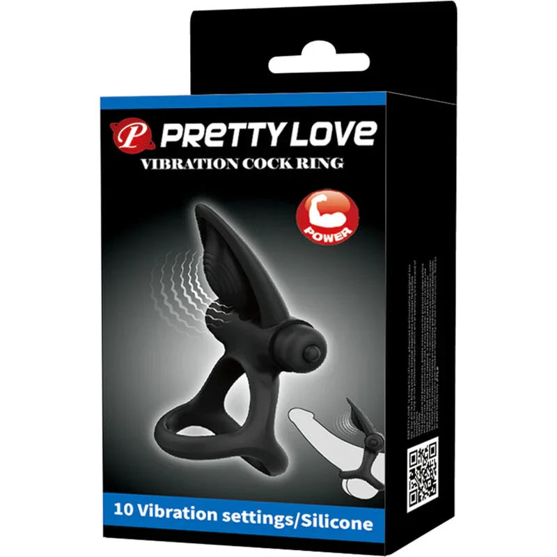 PRETTY LOVE - ANILLO VIBRADOR 10 VIBRACIONES SILICONA NEGRO - Nuvica