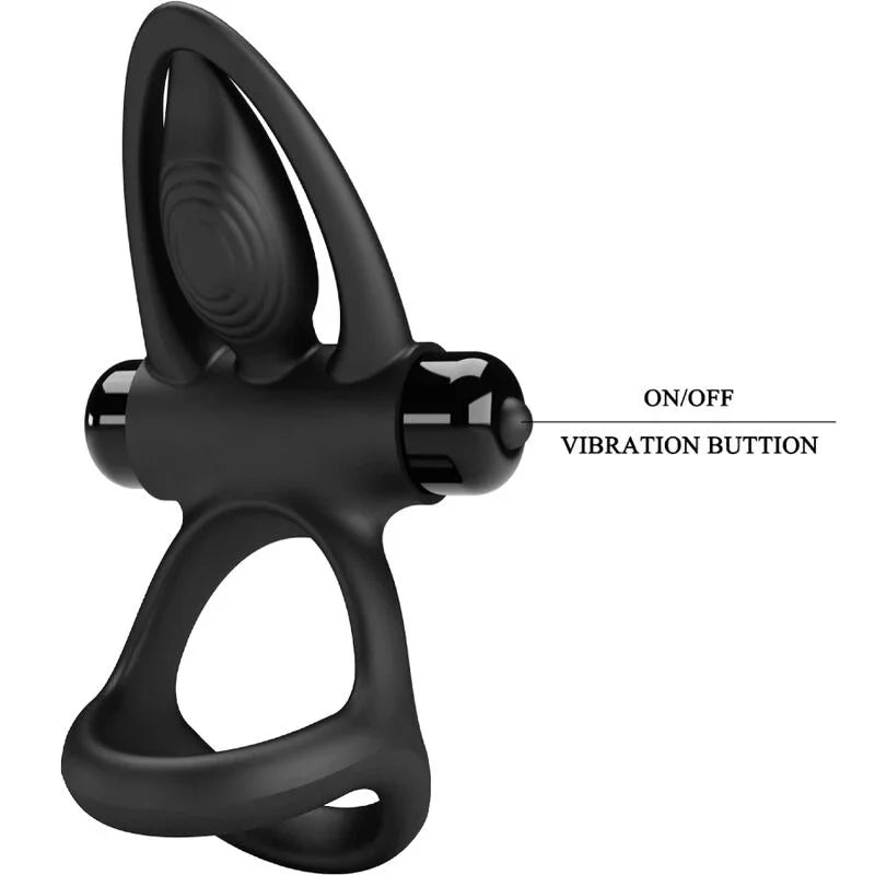 PRETTY LOVE - ANILLO VIBRADOR 10 VIBRACIONES SILICONA NEGRO - Nuvica