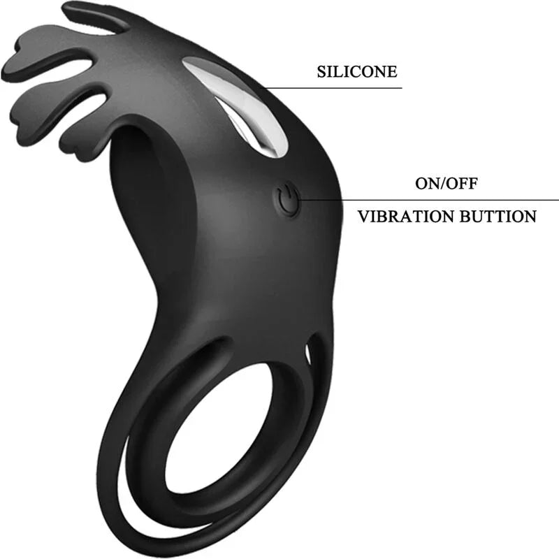 PRETTY LOVE - RUBEN ANILLO VIBRADOR 7 VIBRACIONES SILICONA NEGRO - Nuvica