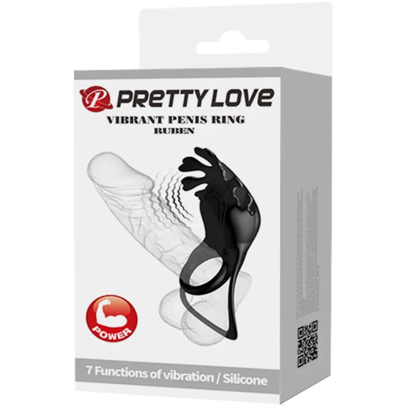 PRETTY LOVE - RUBEN ANILLO VIBRADOR 7 VIBRACIONES SILICONA NEGRO - Nuvica