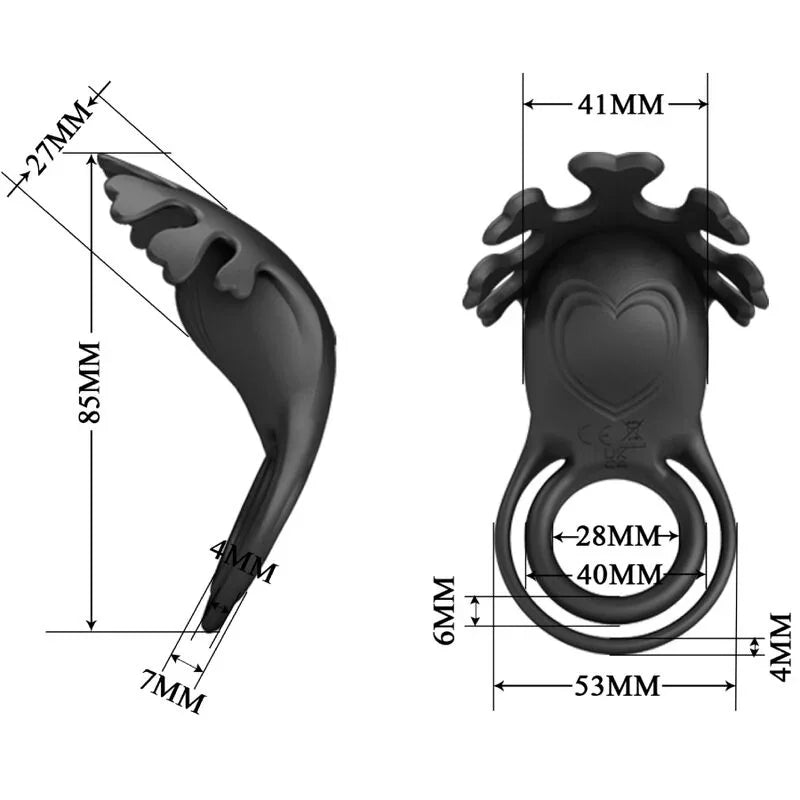 PRETTY LOVE - RUBEN ANILLO VIBRADOR 7 VIBRACIONES SILICONA NEGRO - Nuvica