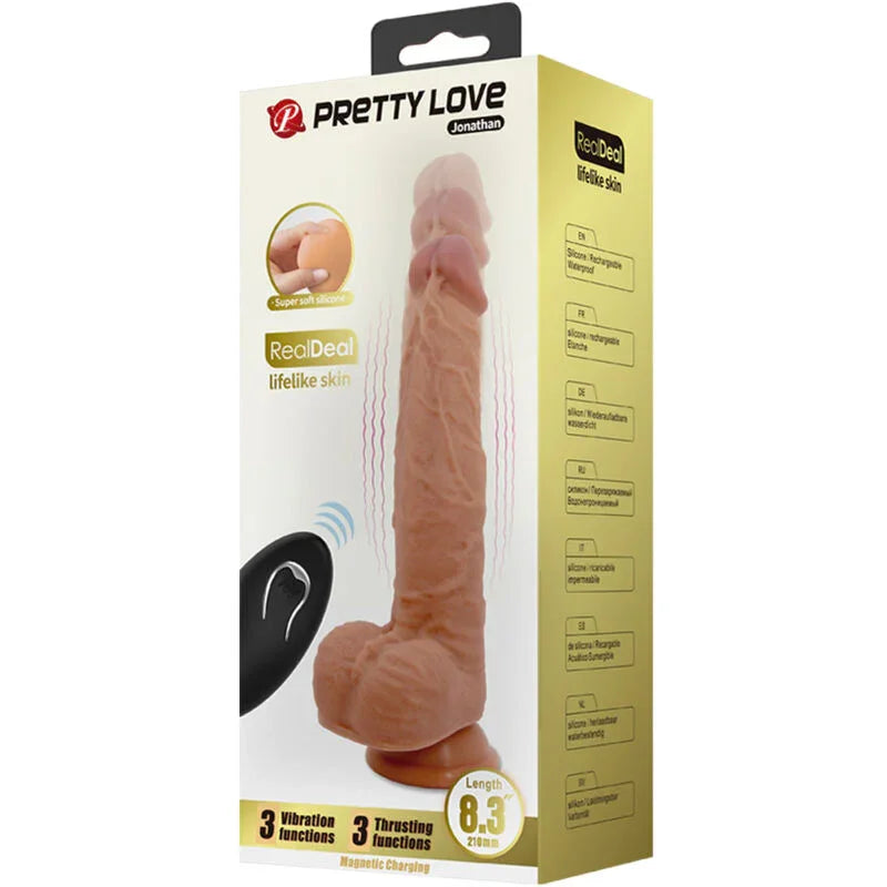 PRETTY LOVE - JONATHAN DILDO SILICONA 3 VIBRACIONES + 3 MEDIDAS INSERCIÓN CONTROL REMOTO 21 CM - Nuvica