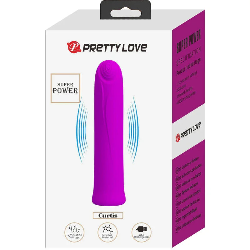 PRETTY LOVE - CURTIS MINI VIBRADOR SUPER POWER 12 VIBRACIONES SILICONA VIOLETA - Nuvica