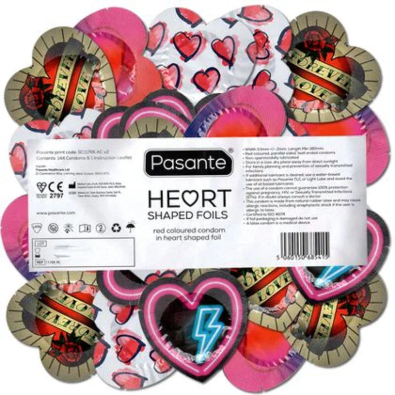 PASANTE - PRESERVATIVO ROJO FORMA CORAZON BOLSA 144 UNIDADES - Nuvica