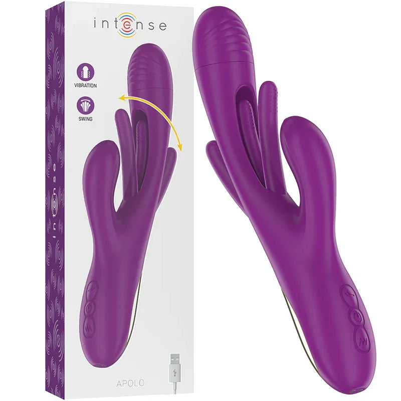 INTENSE - APOLO VIBRADOR MULTIFUNCIÓN RECARGABLE 7 VIBRACIONES CON LENGUA OSCILANTE MORADO - Nuvica