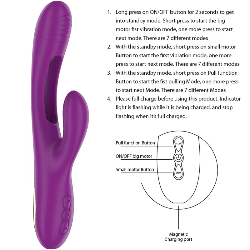 INTENSE - APOLO VIBRADOR MULTIFUNCIÓN RECARGABLE 7 VIBRACIONES CON LENGUA OSCILANTE MORADO - Nuvica