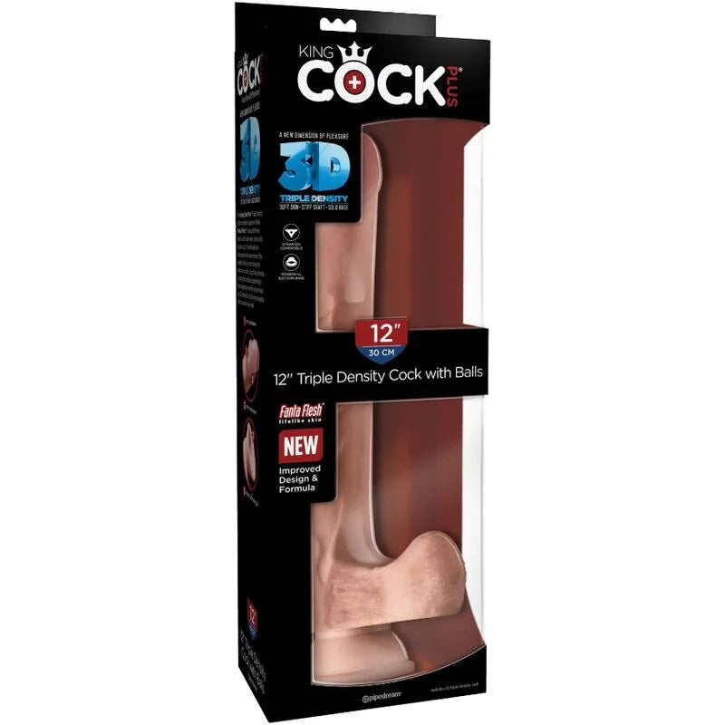 KING COCK - PENE REALÍSTICO 3D CON TESTÍCULOS 24.8 CM NATURAL - Nuvica