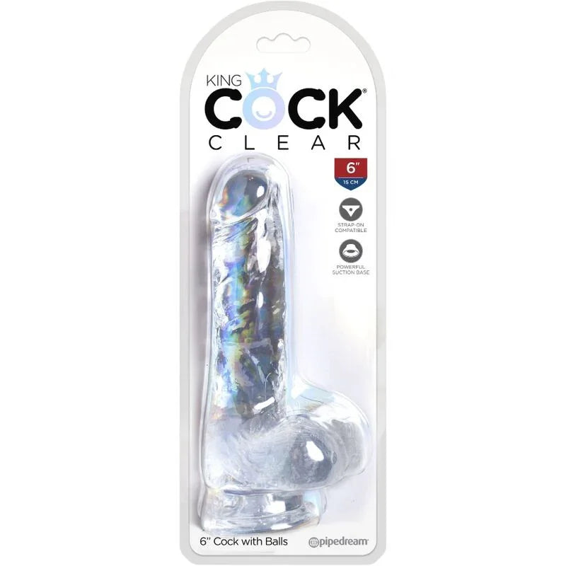KING COCK - CLEAR PENE REALÍSTICO CON TESTÍCULOS 13.5 CM TRANSPARENTE - Nuvica