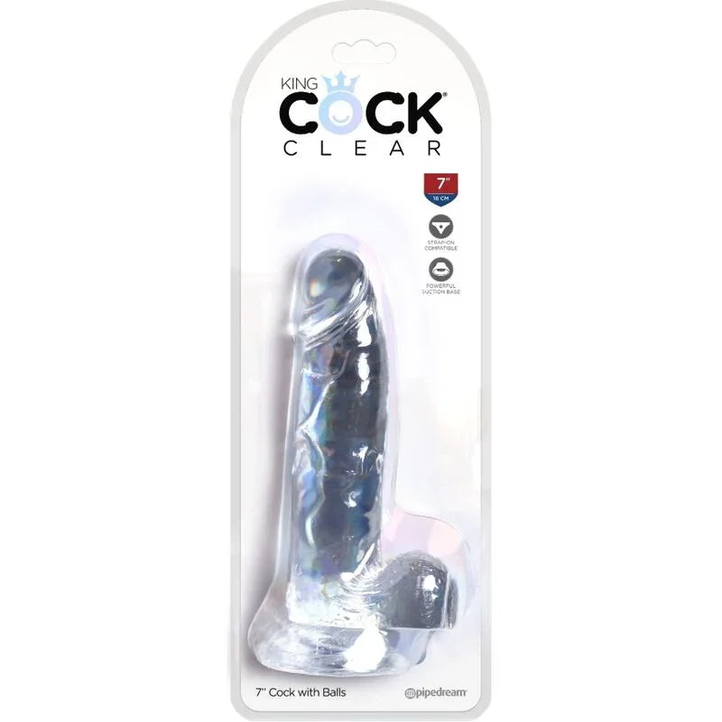KING COCK - CLEAR PENE REALÍSTICO CON TESTÍCULOS 15.2 CM TRANSPARENTE - Nuvica