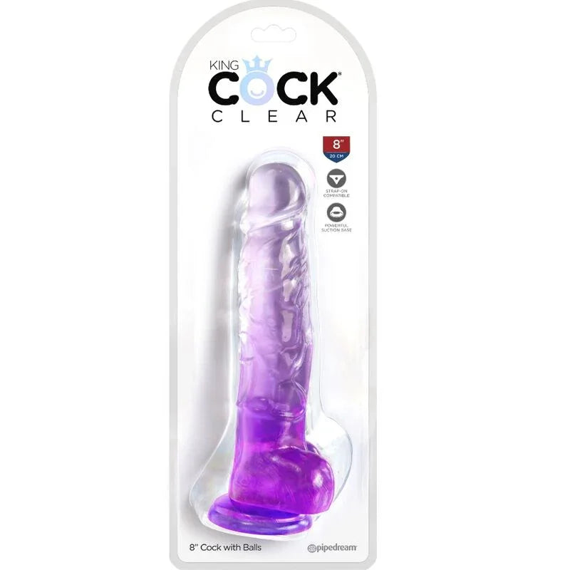 KING COCK - CLEAR PENE REALÍSTICO CON TESTÍCULOS 16.5 CM MORADO - Nuvica