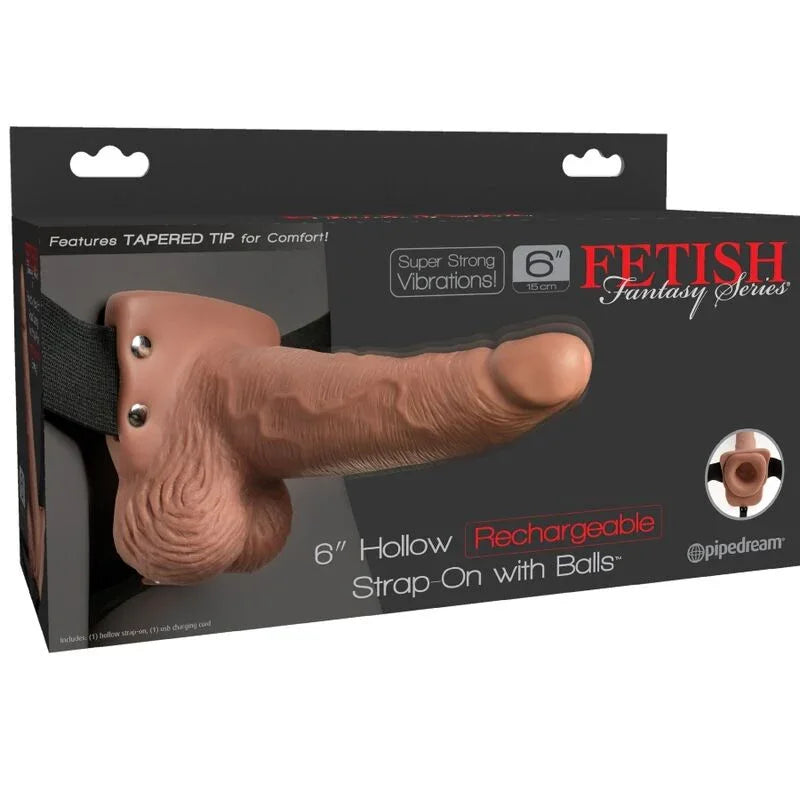 FETISH FANTASY SERIES - ARNÉS AJUSTABLE PENE REALÍSTICO CON TESTÍCULOS RECARGABLE Y VIBRADOR 15 CM - Nuvica