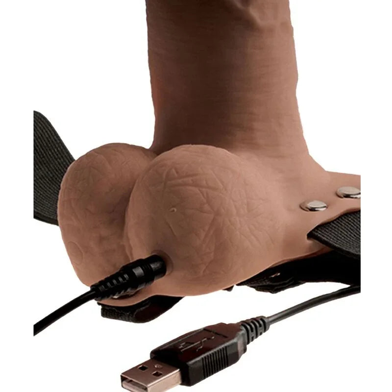 FETISH FANTASY SERIES - ARNÉS AJUSTABLE PENE REALÍSTICO CON TESTÍCULOS RECARGABLE Y VIBRADOR 15 CM - Nuvica