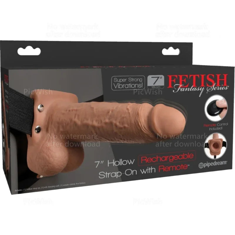 FETISH FANTASY SERIES - ARNÉS AJUSTABLE PENE REALÍSTICO CON TESTÍCULOS RECARGABLE Y VIBRADOR 17.8 CM - Nuvica