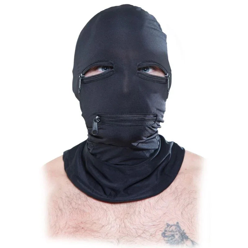 FETISH FANTASY SERIES - PASAMONTAÑAS CON CREMALLERAS NEGRO - Nuvica