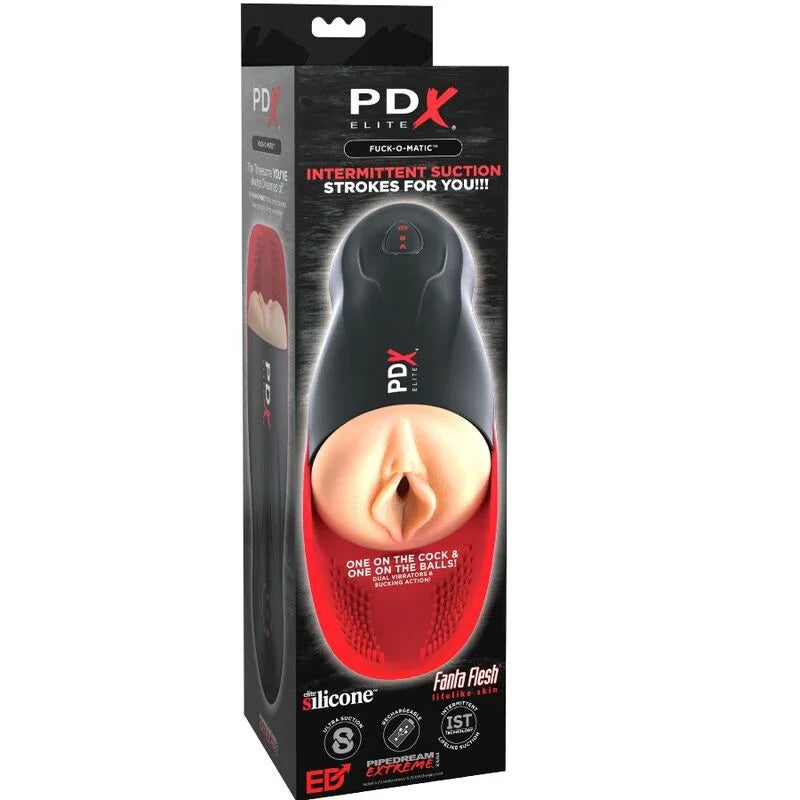 PDX ELITE - MASTURBADOR STROKER FUCK-O-MATIC VAGINA DOBLE VIBRACIÓN PENE & TESTÍCULOS - Nuvica