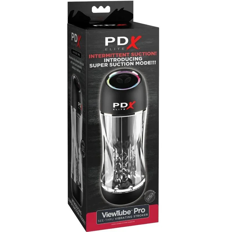 PDX ELITE - MASTURBADOR STROKER VIEWTUBE PRO VIBRADOR TRANSPARENTE - Nuvica