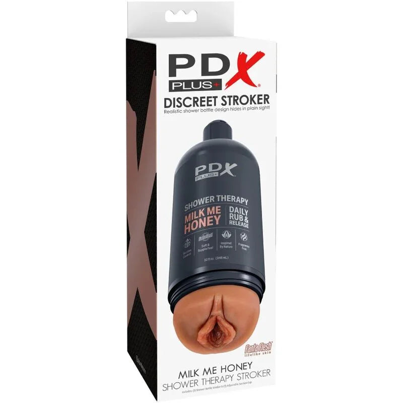 PDX PLUS - MASTURBADOR STROKER DISEÑO DISCRETO DE BOTE CHAMPU MILK ME HONEY CARAMELO - Nuvica