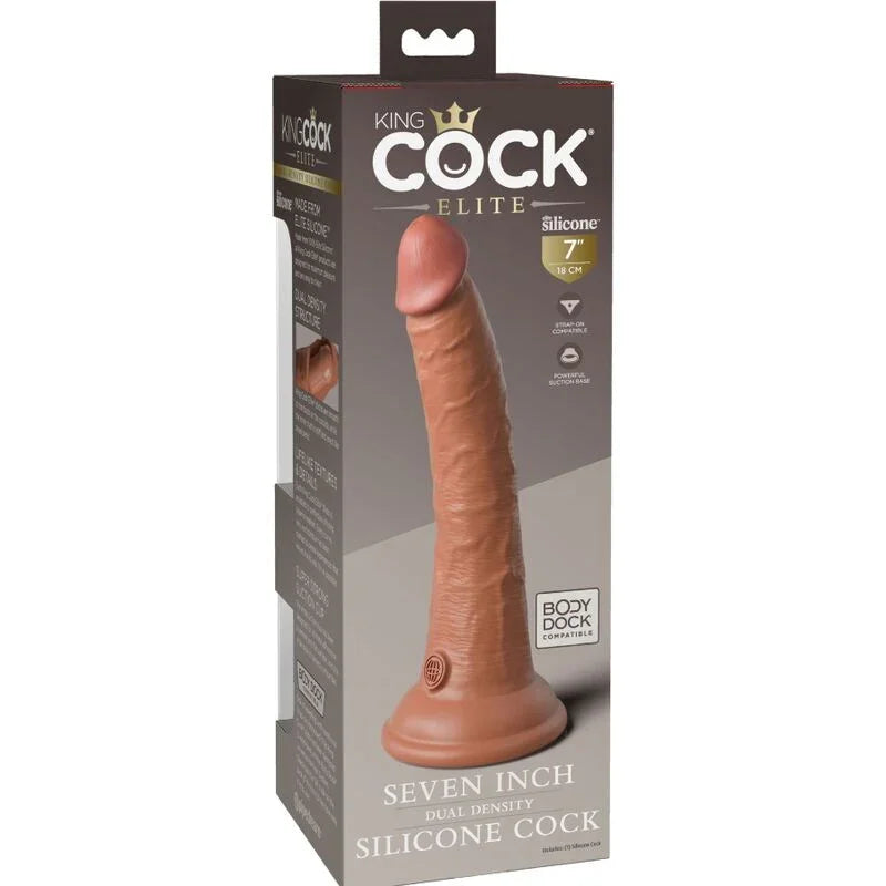 KING COCK - ÉLITE DILDO REALÍSTICO SILICONA 17.8 CM CARAMELO - Nuvica