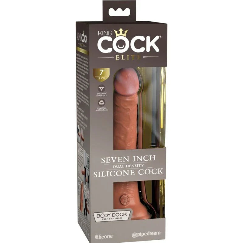 KING COCK - ÉLITE DILDO REALÍSTICO SILICONA 17.8 CM CARAMELO - Nuvica