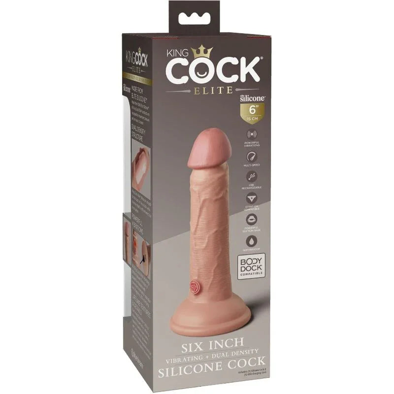 KING COCK - ÉLITE DILDO REALÍSTICO VIBRADOR & SILICONA 15.2 CM - Nuvica