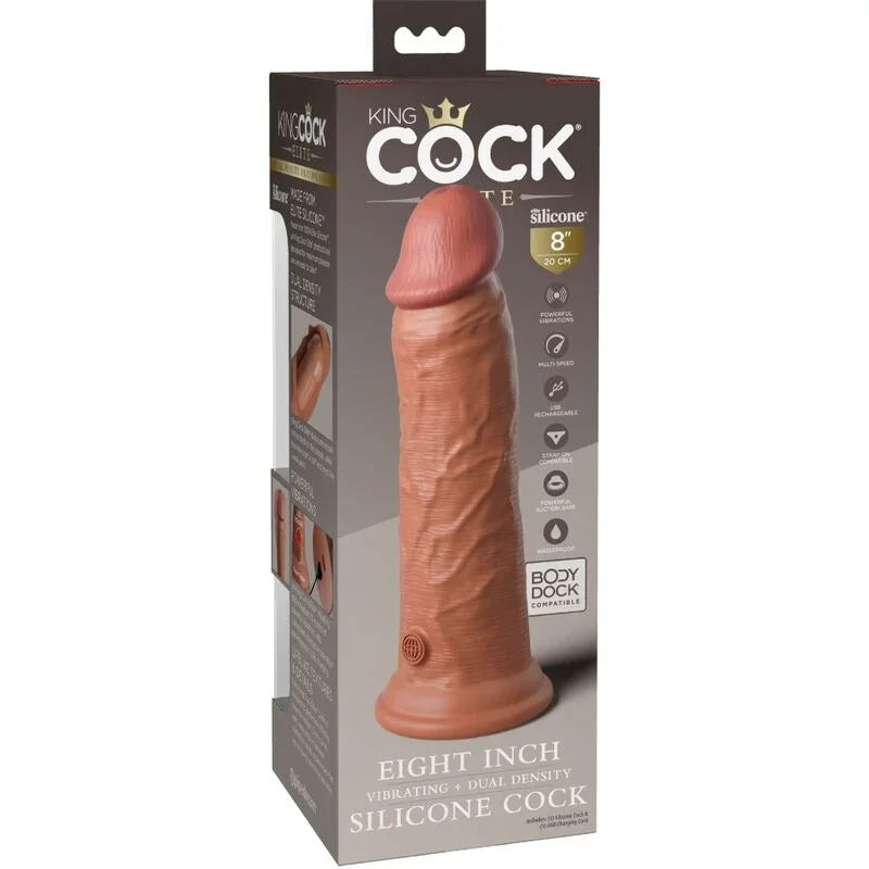 KING COCK - ÉLITE DILDO REALÍSTICO VIBRADOR & SILICONA 20.3 CM CARAMELO - Nuvica