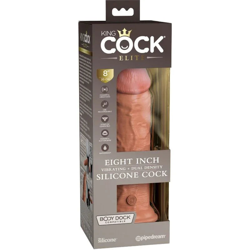 KING COCK - ÉLITE DILDO REALÍSTICO VIBRADOR & SILICONA 20.3 CM CARAMELO - Nuvica