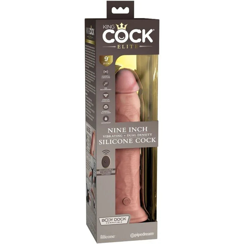 KING COCK - ÉLITE DILDO REALÍSTICO VIBRADOR & SILICONA CONTROL REMOTO 23 CM - Nuvica