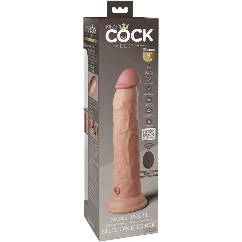 KING COCK - ÉLITE DILDO REALÍSTICO VIBRADOR & SILICONA CONTROL REMOTO 23 CM - Nuvica