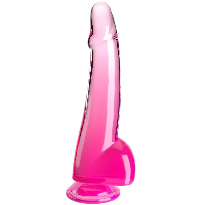 KING COCK - CLEAR DILDO CON TESTÍCULOS 19 CM ROSA - Nuvica