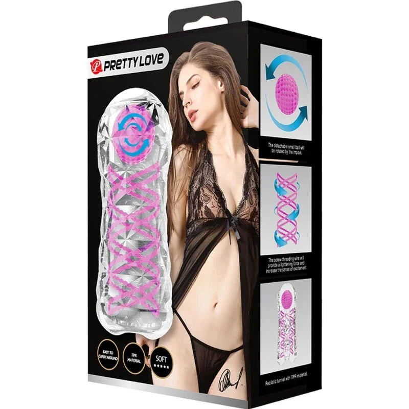 PRETTY LOVE - MASTURBADOR MASCULINO FANTASY ESPIRAL INTERNA Y BOLAS TRANSPARENTE - Nuvica