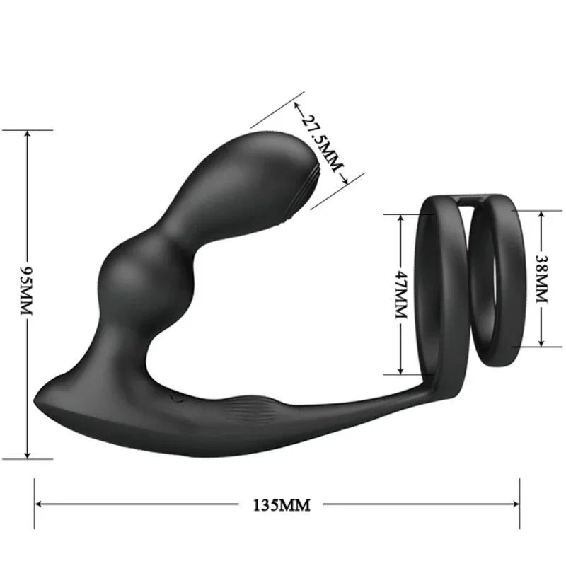 PRETTY LOVE - MARSHALL ANILLO PARA PENE + PLUG ANAL VIBRATORIO & CONTROL REMOTO - Nuvica