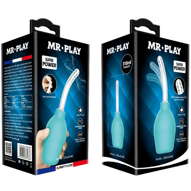 MR PLAY - PERA ANAL DUCHA DE GOMA AZUL - Nuvica