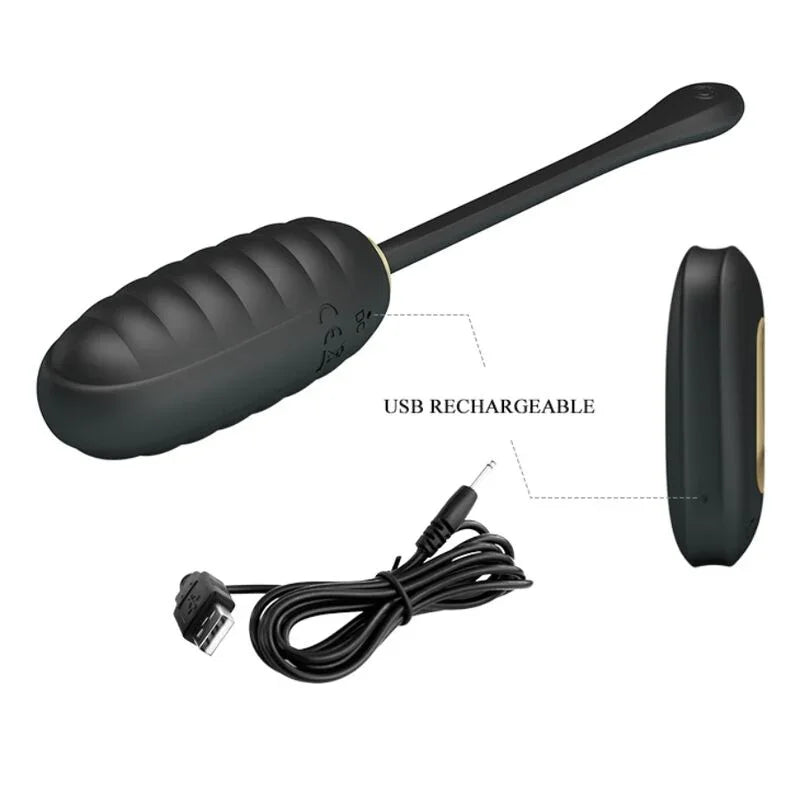 PRETTY LOVE - DOREEN HUEVO VIBRADOR DE LUJO RECARGABLE NEGRO CONTROL REMOTO - Nuvica