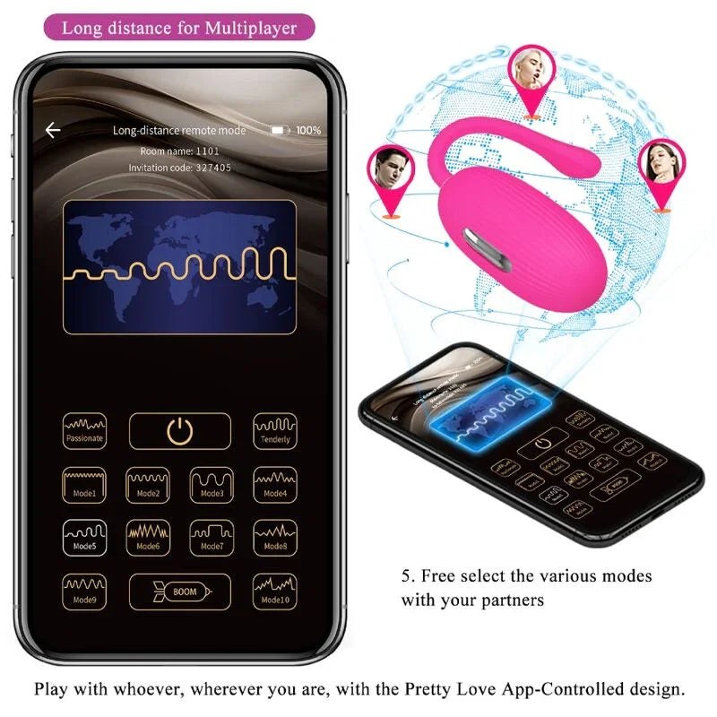 PRETTY LOVE - DOREEN HUEVO VIBRADOR RECARGABLE MAGENTA CONTROL REMOTO - Nuvica