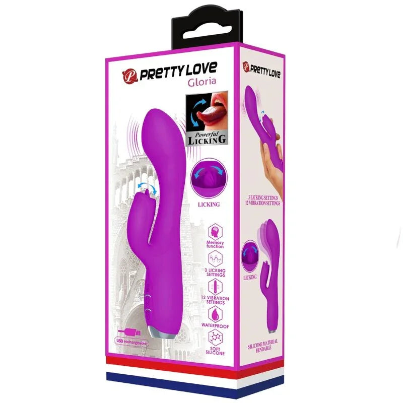 PRETTY LOVE - GLORIA VIBRADOR CONEJO RECARGABLE-IMPERMEABLE MORADO - Nuvica