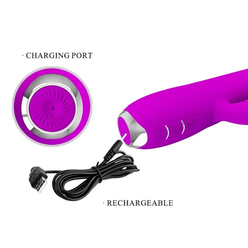 PRETTY LOVE - GLORIA VIBRADOR CONEJO RECARGABLE-IMPERMEABLE MORADO - Nuvica