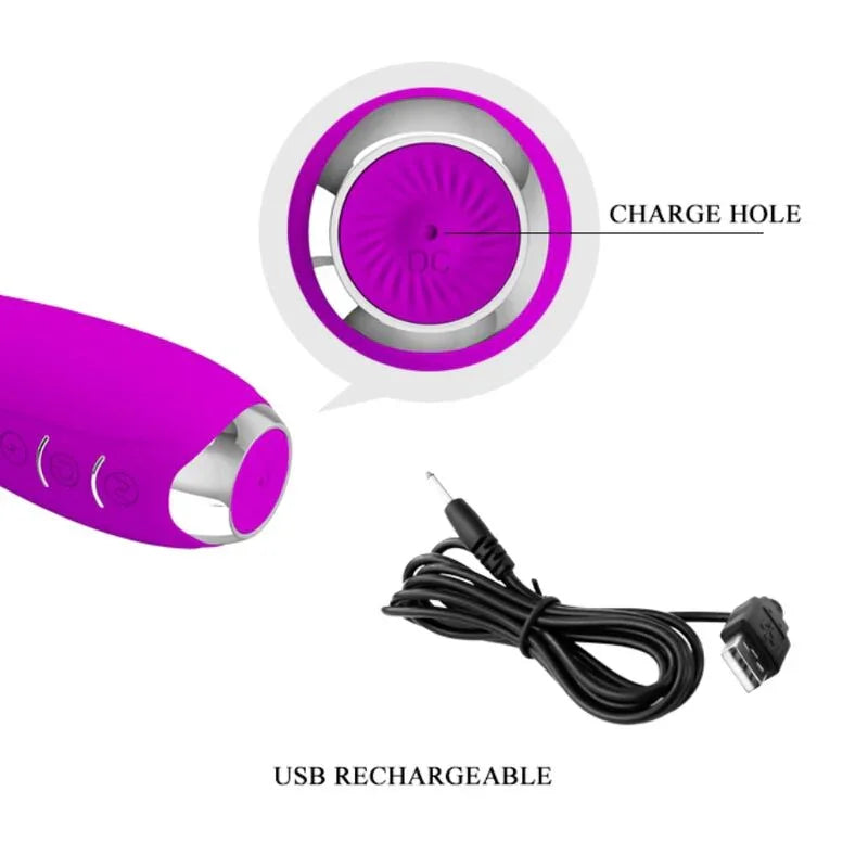PRETTY LOVE - HECTOR VIBRADOR ELECTROSHOCK RECARGABLE & IMPERMEABLE MORADO - Nuvica