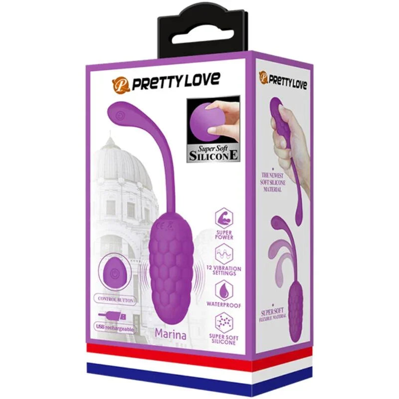 PRETTY LOVE - HUEVO VIBRADOR CON TEXTURA MARINA RECARGABLE MORADO - Nuvica