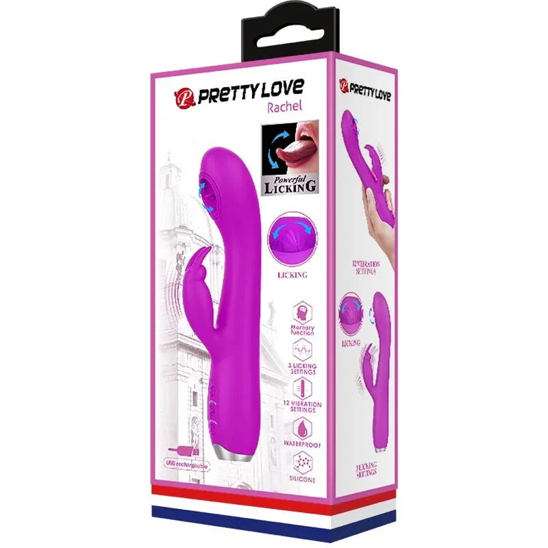 PRETTY LOVE - RACHEL VIBRADOR RECARGABLE CON ONDAS ESTIMULADORAS MORADO - Nuvica