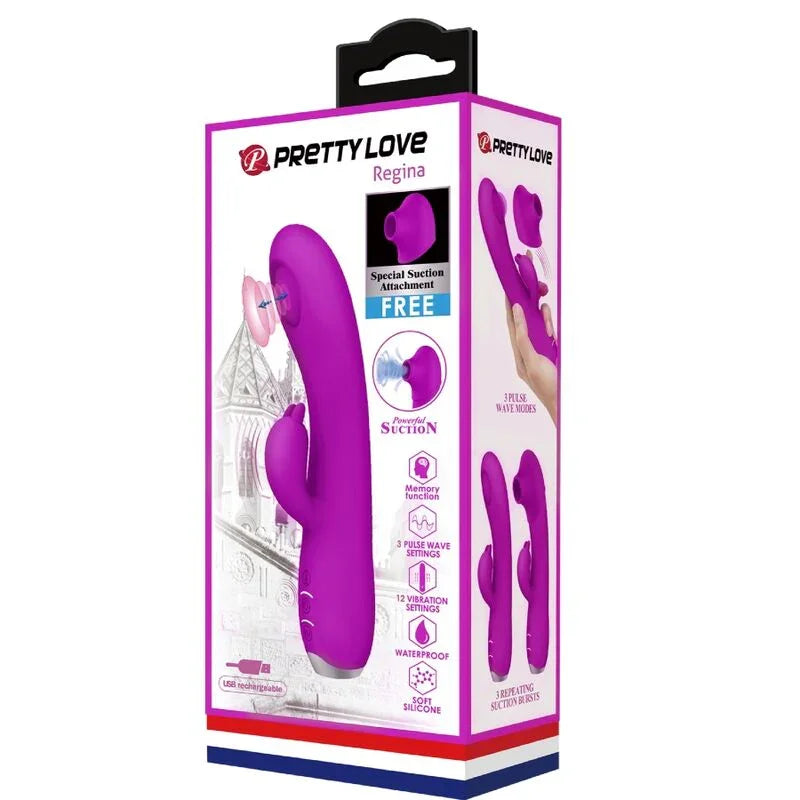 PRETTY LOVE - REGINA VIBRADOR-ONDAS ESTIMULADORAS RECARGABLE MORADO - Nuvica