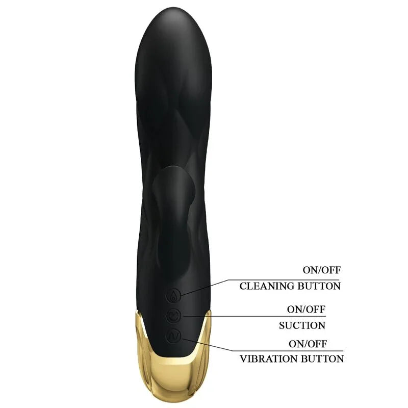 PRETTY LOVE - VIBRADOR DE LUJO BAÑADO EN ORO RECARGABLE NEGRO - Nuvica