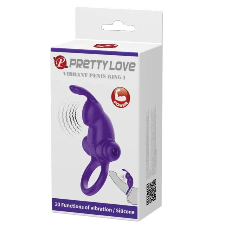 PRETTY LOVE - ANILLO VIBRADOR I CONEJO PARA PENE MORADO - Nuvica