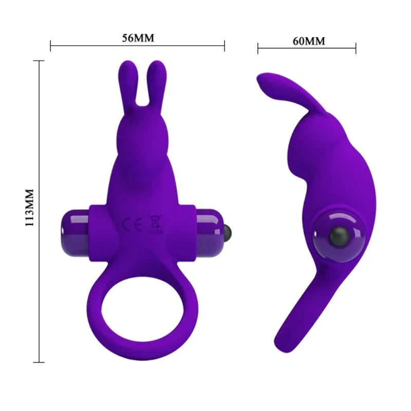 PRETTY LOVE - ANILLO VIBRADOR I CONEJO PARA PENE MORADO - Nuvica
